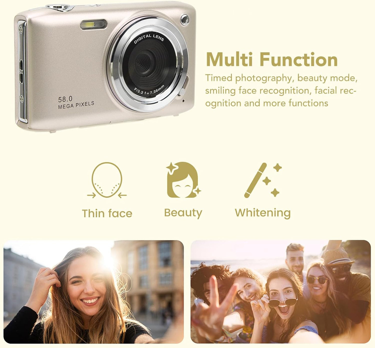 Digital Camera Compact Design with 4K Resolution