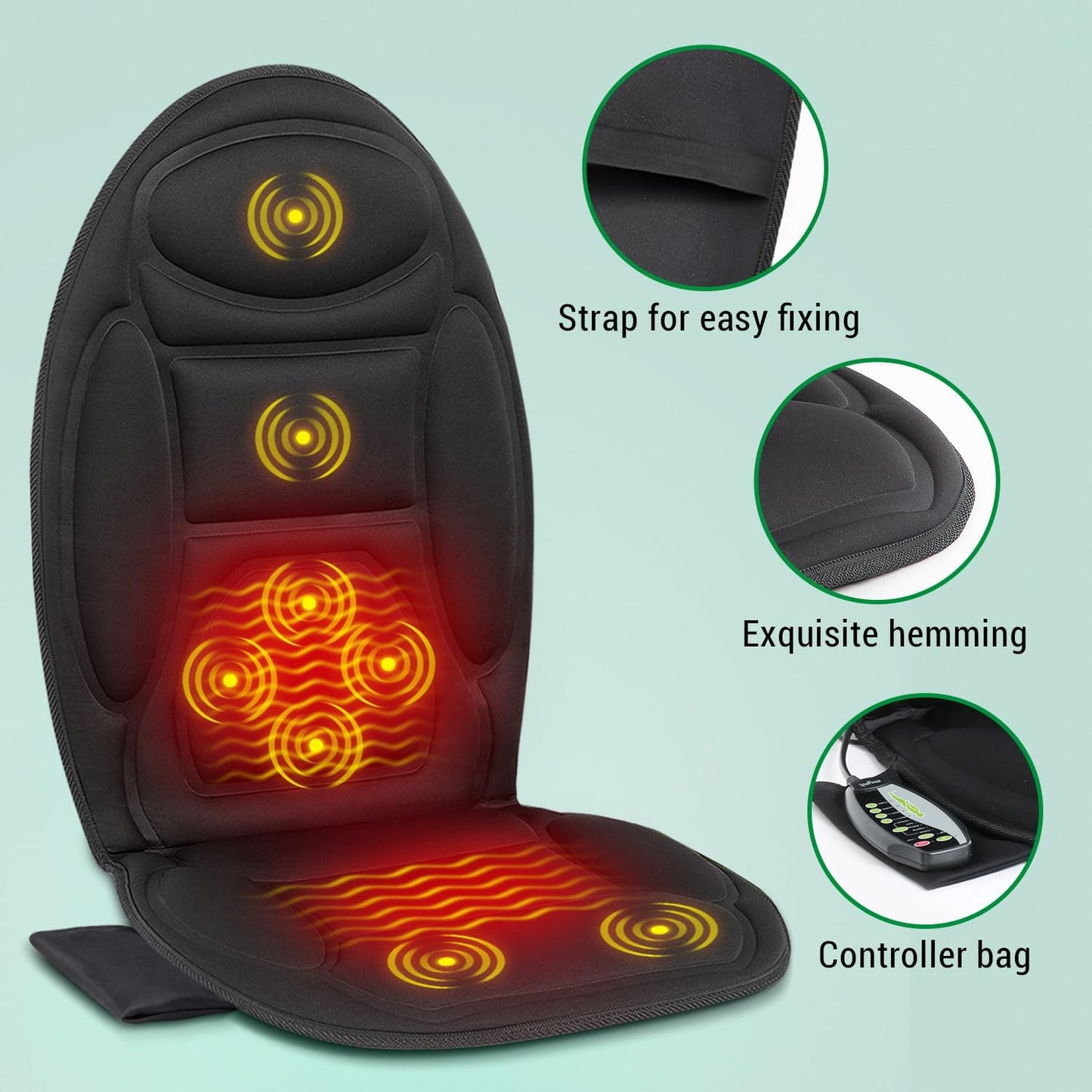 Heated Car Seat Cushion with Massage Function - Back and Thigh Relaxation