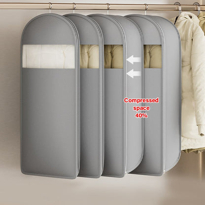 Space-Saving Hanging Storage Bag for Clothes | Compression Zip Design | Dust Protection, Clear | Sizes M–XL