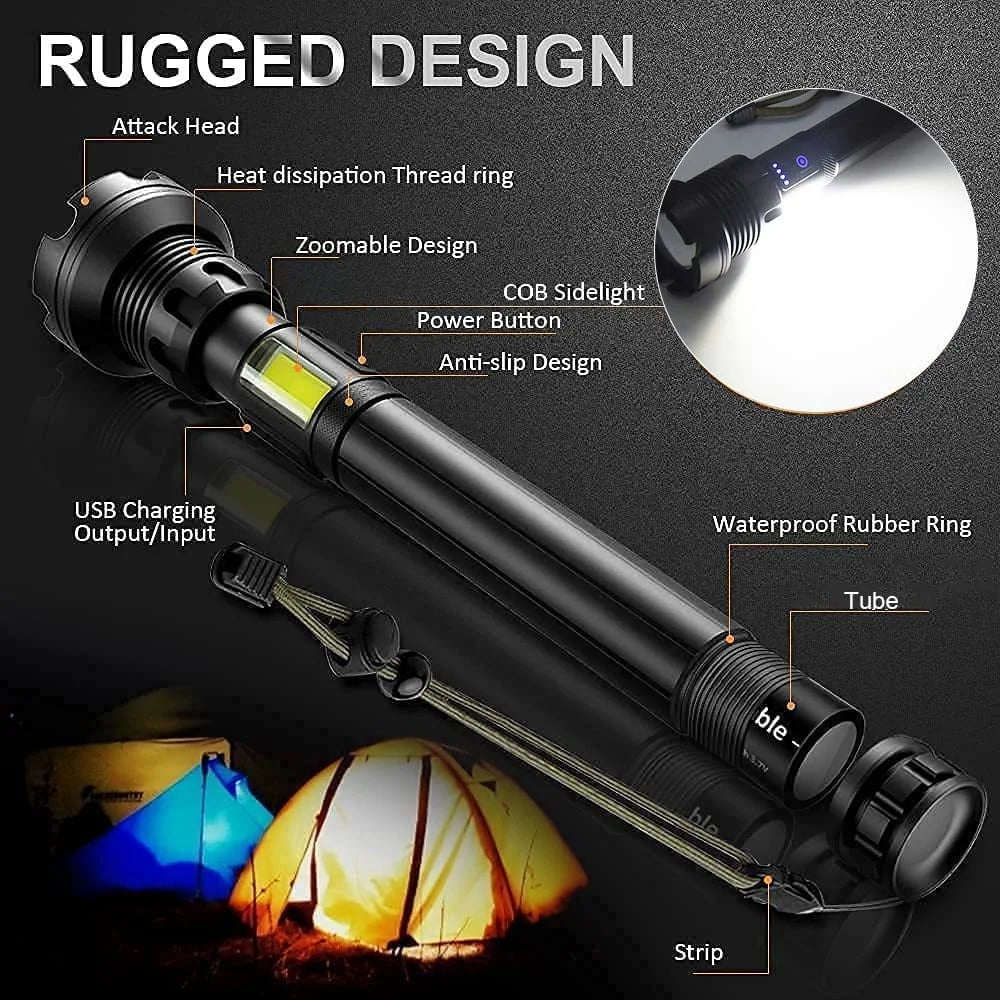 UltraBright Rechargeable Flashlight | 7000 Lumens, 500m Range