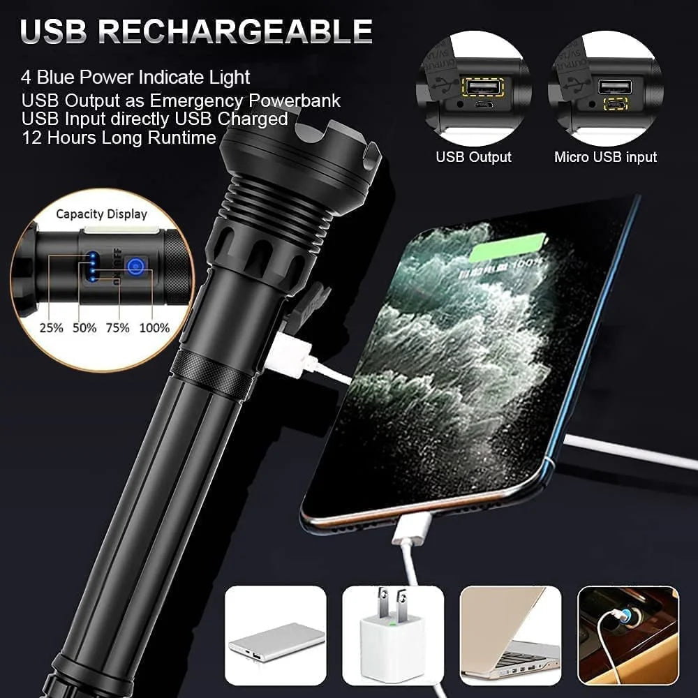 UltraBright Rechargeable Flashlight | 7000 Lumens, 500m Range