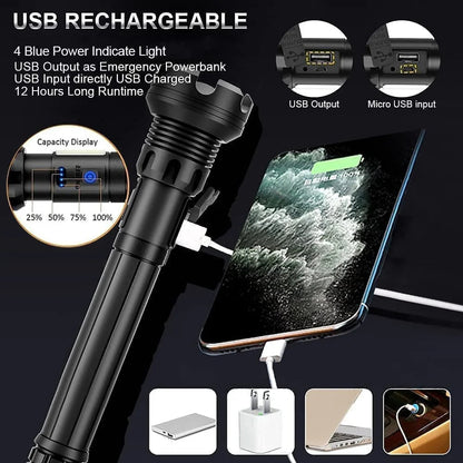 UltraBright Rechargeable Flashlight | 7000 Lumens, 500m Range