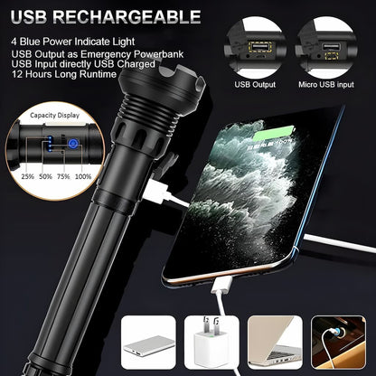 UltraBright Rechargeable Flashlight | 7000 Lumens, 500m Range