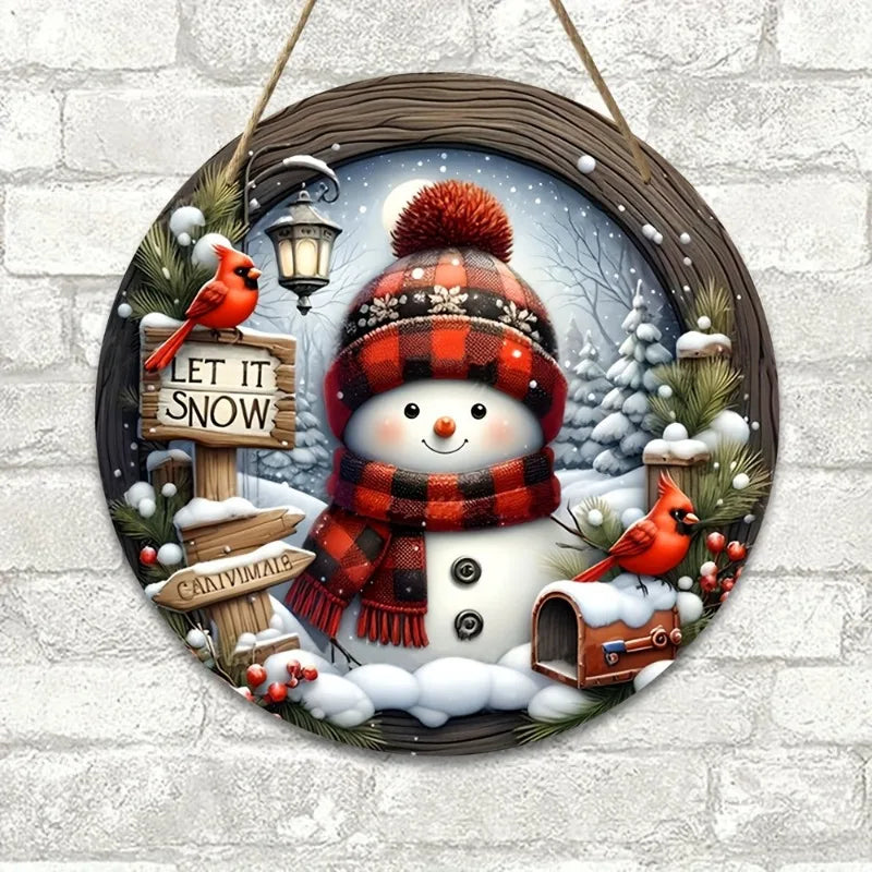 Acrylic Christmas Wreath - Snowman & Winter Theme - Wall and Door Decor Ø 20 cm
