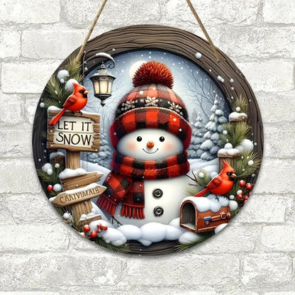 Acrylic Christmas Wreath - Snowman & Winter Theme - Wall and Door Decor Ø 20 cm