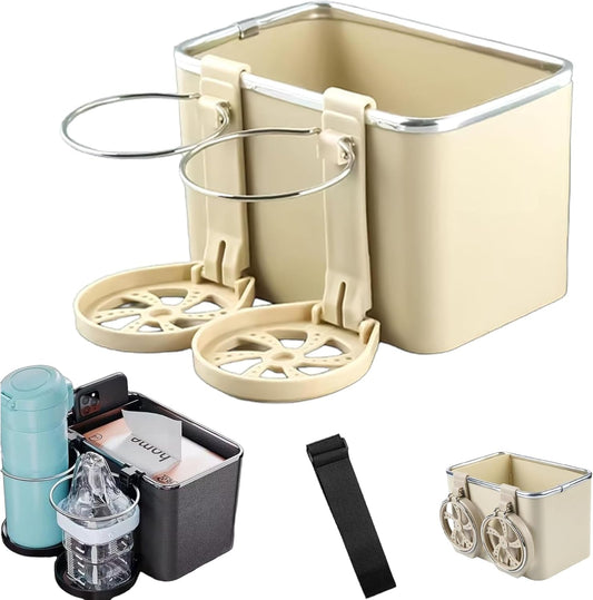 Foldable Armrest Organizer with Dual Cup Holders