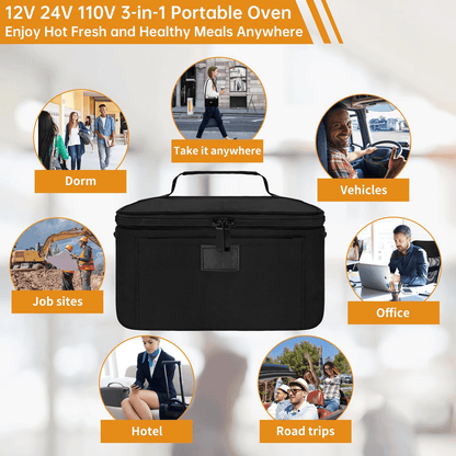 Electric Portable Lunchbox Food Warmer with 3-in-1 Connection