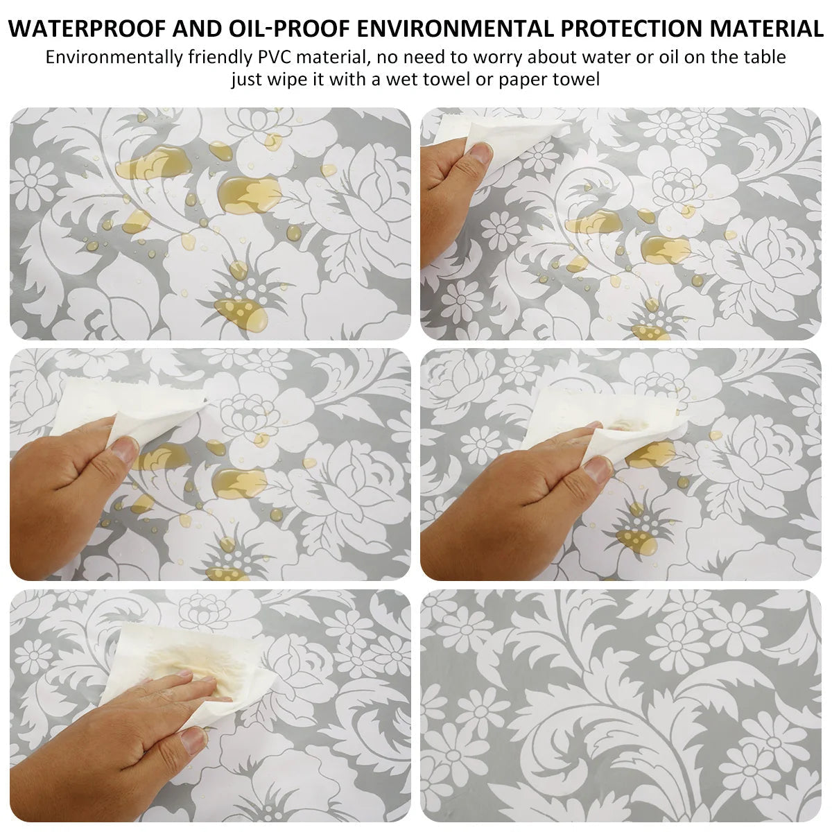 Round Table Cover | Waterproof PVC & Oil Resistant | Elastic Edge | 102–112 / 114–140 cm