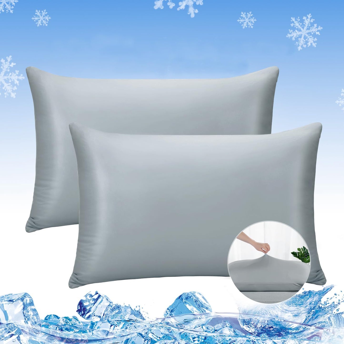 2-Pack Silky Soft Cooling Pillowcases in Dark Gray – Q-Max 0.5