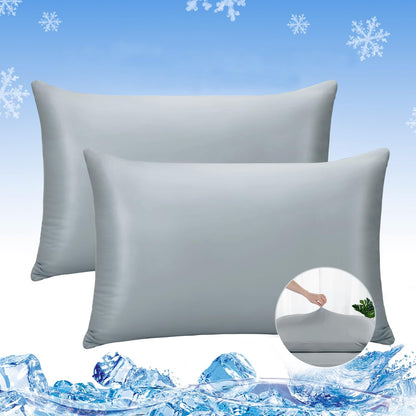 2-Pack Silky Soft Cooling Pillowcases in Dark Gray – Q-Max 0.5