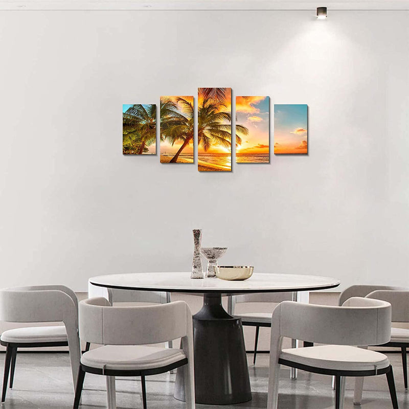Stunning 5-Piece Beach Sunset Canvas Art Set