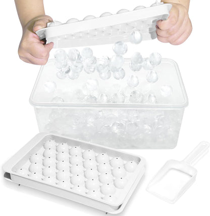 2-Pack Round Ice Mold Trays with Lids and Bin – 0.8” Freezer Tools