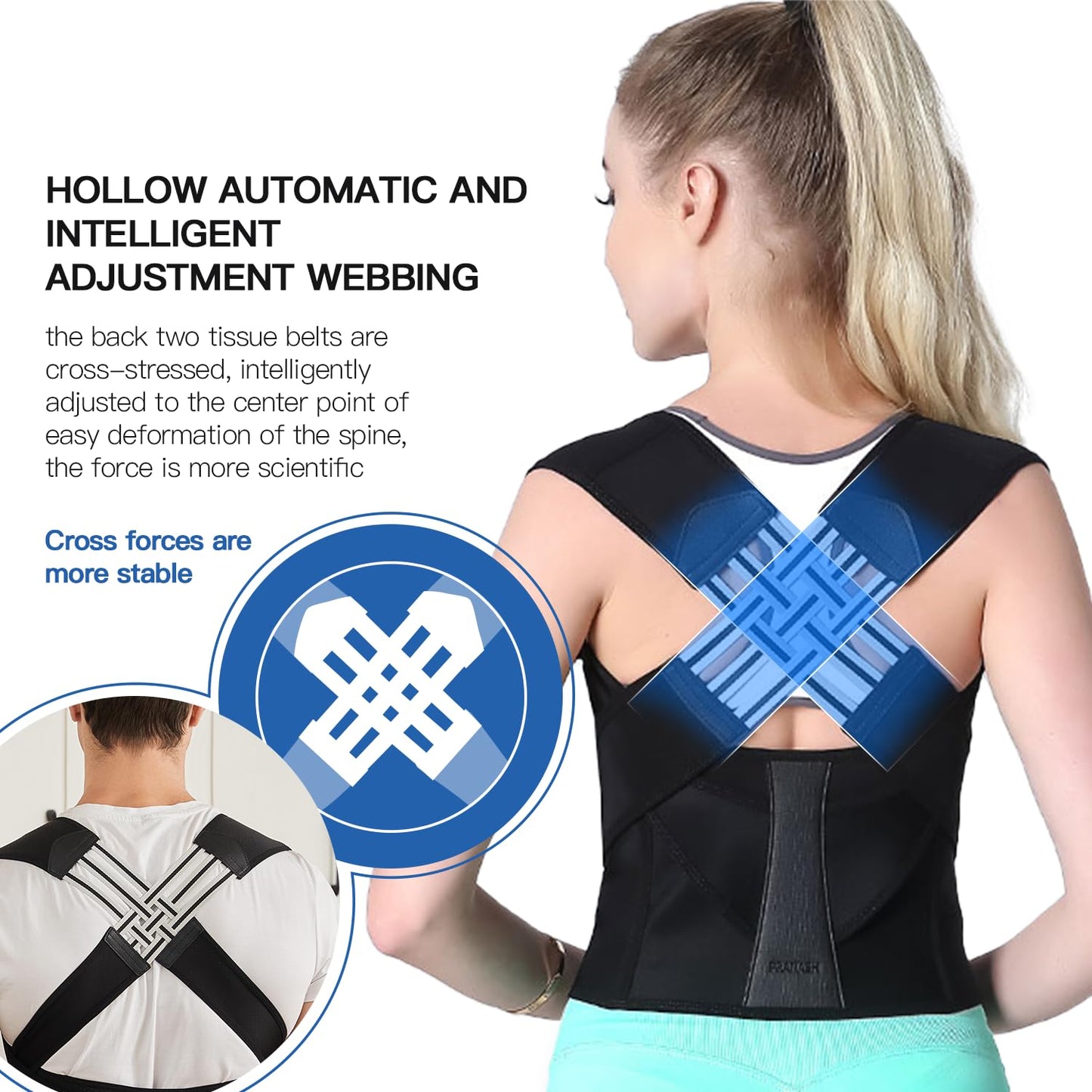 Adjustable Unisex Back Support Brace for Posture Alignment