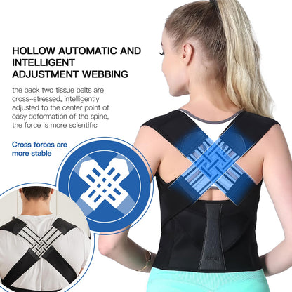 Adjustable Unisex Back Support Brace for Posture Alignment