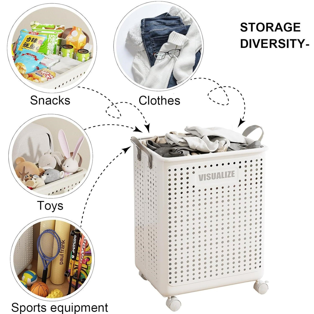 Wheeled Collapsible Laundry Basket for Easy Storage
