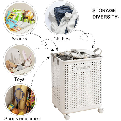Wheeled Collapsible Laundry Basket for Easy Storage