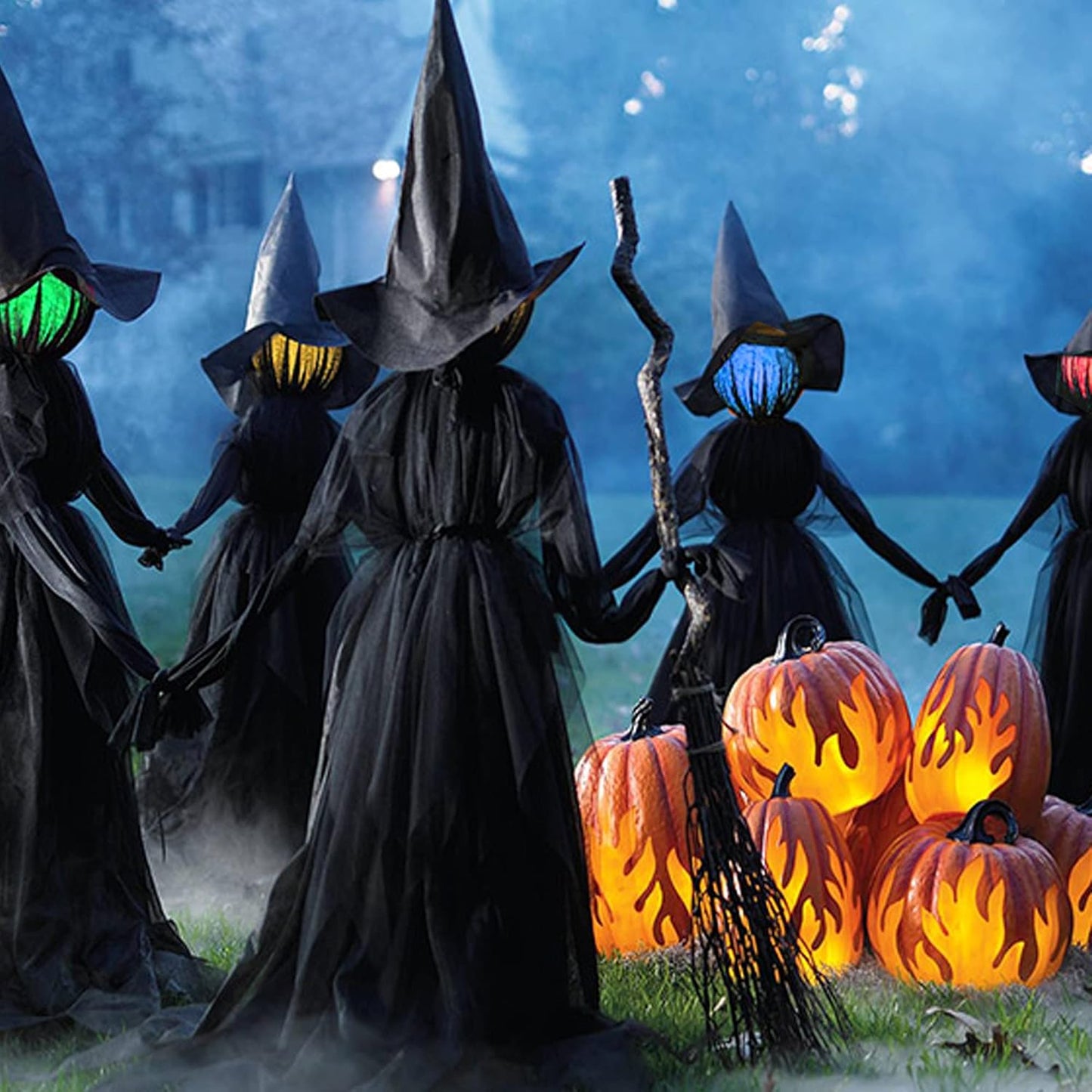 Set of 3 Glowing Halloween Witches – HexaGlow