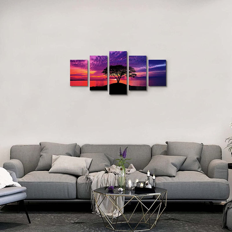 5-Piece Vibrant Coastal Sunset Canvas Art Set
