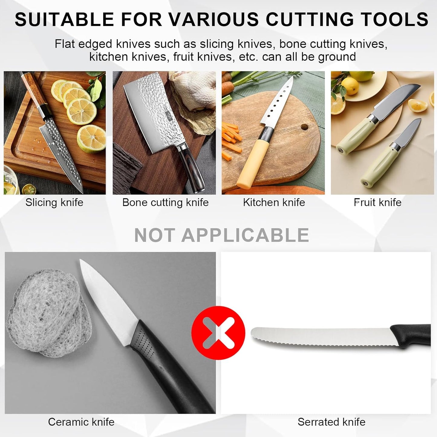 Electric Knife Sharpener with 3 Speed Settings and LED Indicator