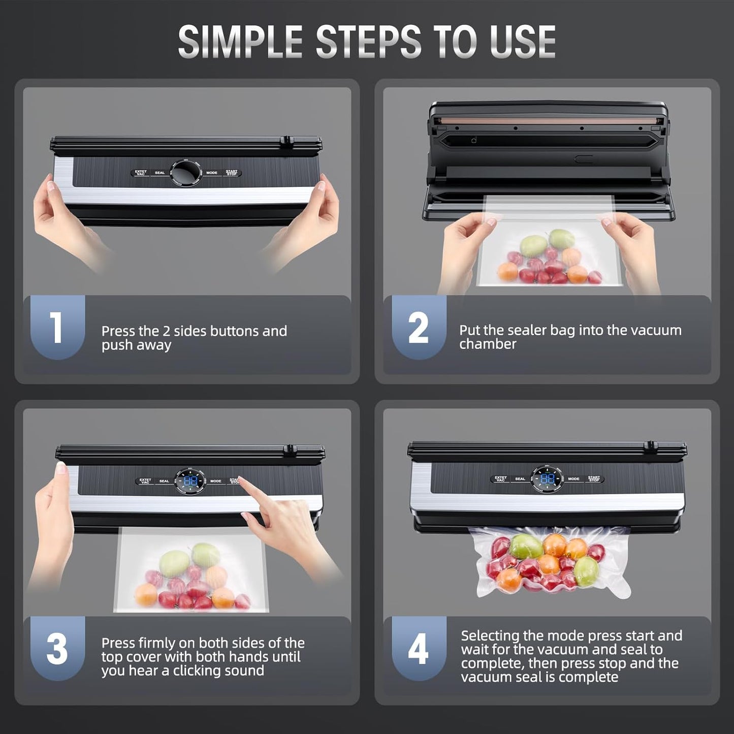 8-in-1 Vacuum Sealing Machine with Integrated Cutter