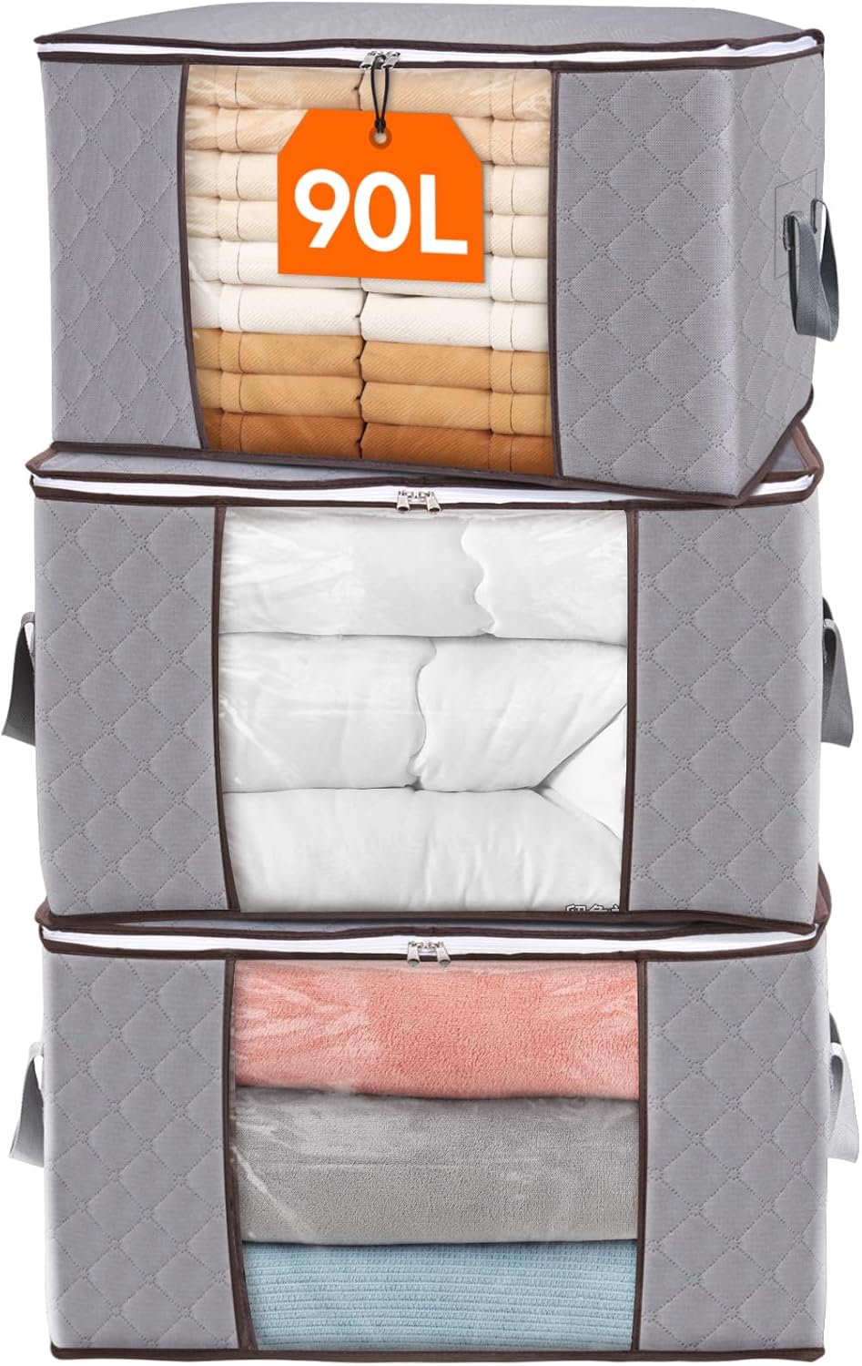 Compact Collapsible Storage Bins with Clear Viewing Panel