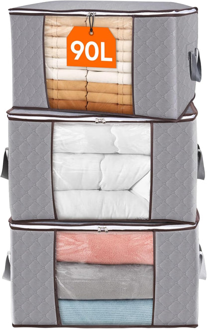 Compact Collapsible Storage Bins with Clear Viewing Panel