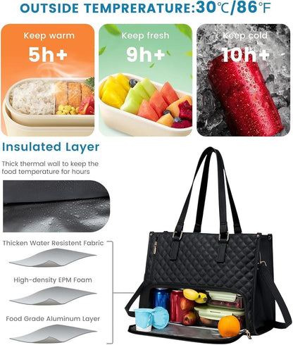 Insulated Lunch and Laptop Bag for Travel and Work - 2-in-1 Design