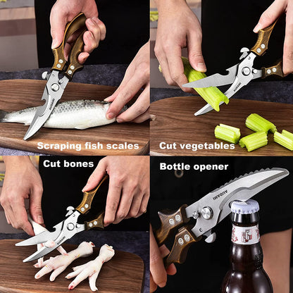 Heavy-Duty Kitchen Scissors Set - 2-Pack for Poultry and General Use