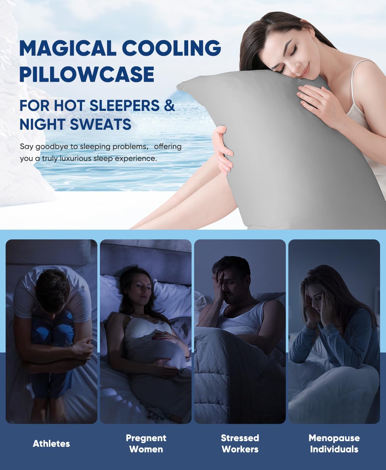 2-Pack Silky Soft Cooling Pillowcases in Dark Gray – Q-Max 0.5