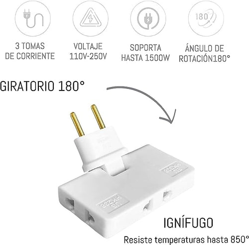 Triple Socket Adapter with 180° Rotation – EU Plug