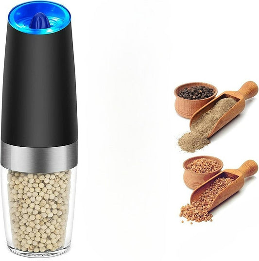 Electric Gravity-Operated Salt and Pepper Mill with Automatic Function