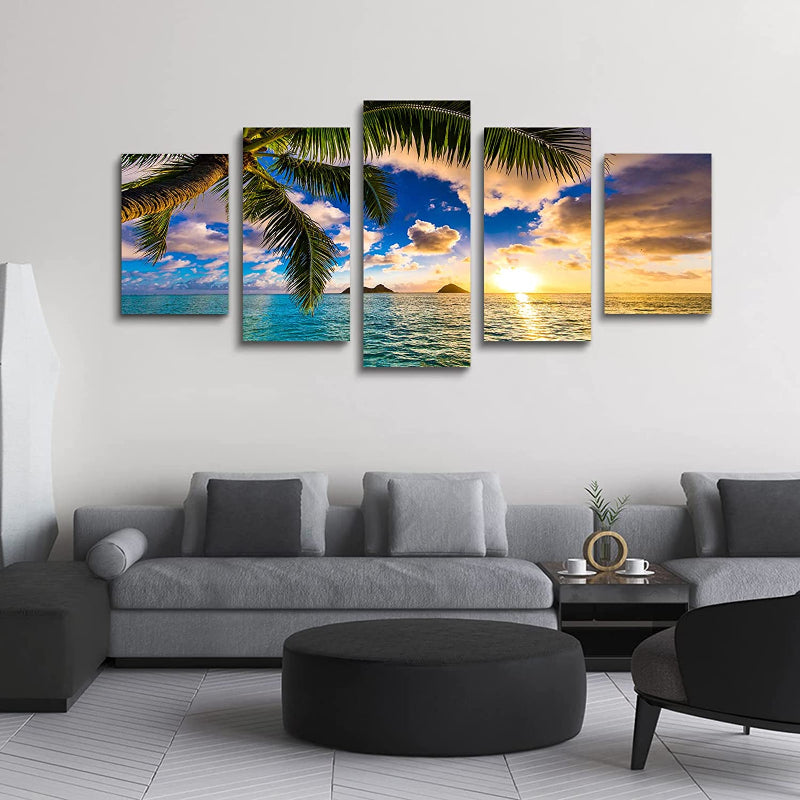 Stunning 5-Piece Coastal Sunset Canvas Art Set
