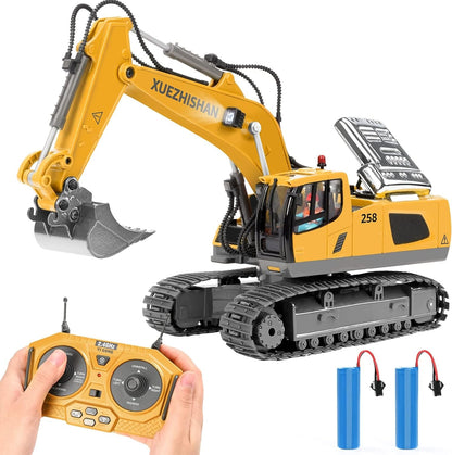 6-Wheel Excavator Toy with Remote Control, Metal Scoop, and Sounds