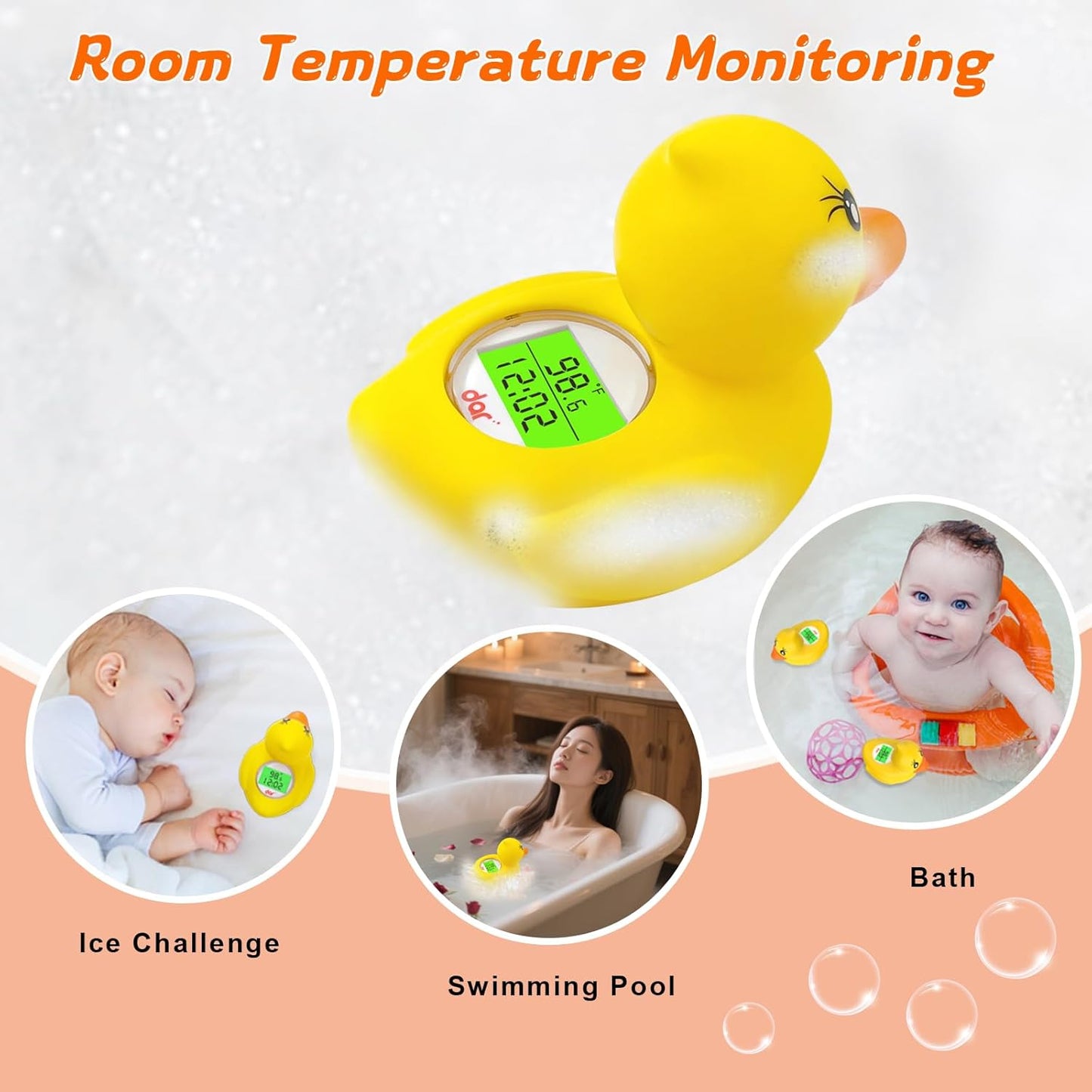 Digital Baby Bath Thermometer with 3 Color Display and Temperature Alert