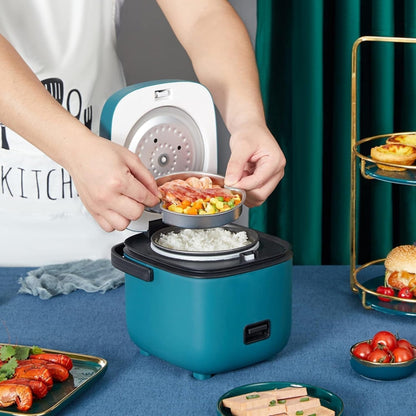 Compact 1.2L Rice Cooker with Steamer and One-Touch Control