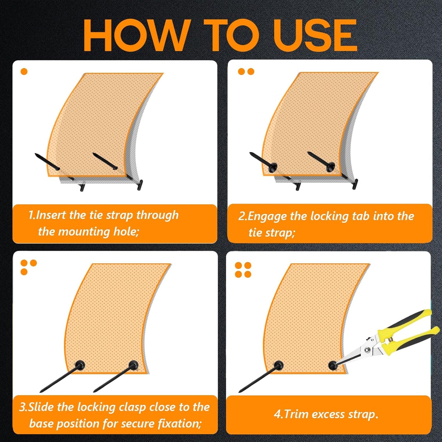 Durable Vehicle Fastening Clips - 9 x 2 cm | Quick-Release Design | UV-Resistant Nylon