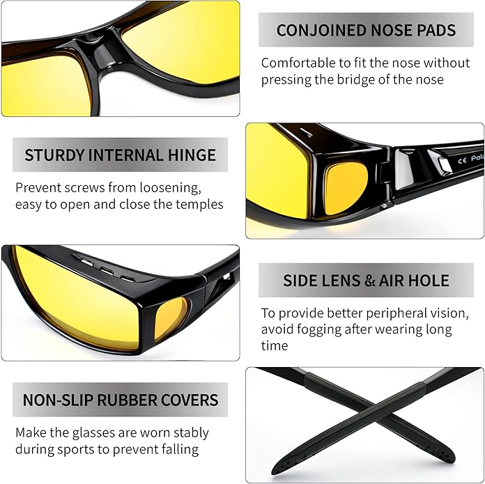 Night Vision Polarised Driving Glasses – Anti-Glare for Safer Driving