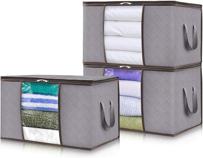 Compact Collapsible Storage Bins with Clear Viewing Panel