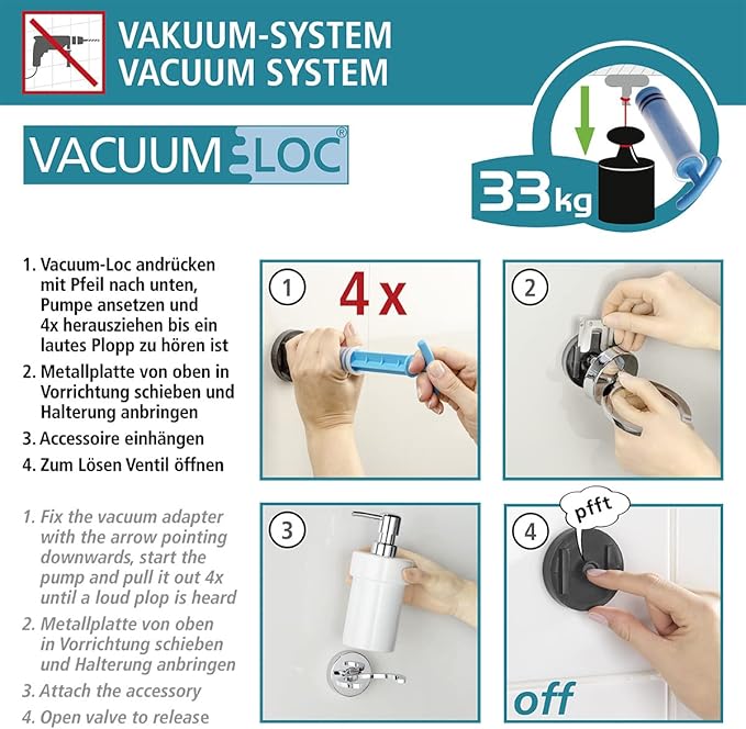 Duo Wall Hooks with Vacuum-Loc – Strong Mounting for Bathroom & Kitchen