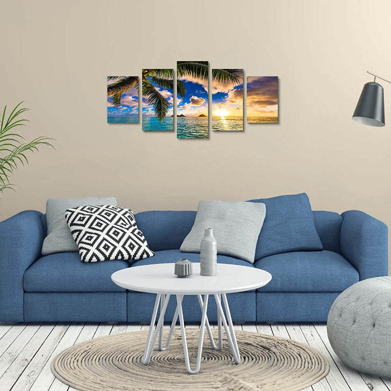 Stunning 5-Piece Coastal Sunset Canvas Art Set