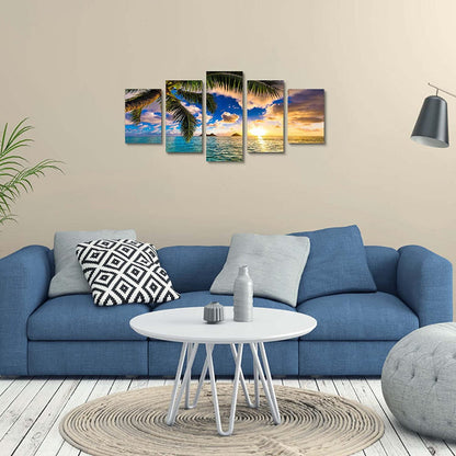 Stunning 5-Piece Coastal Sunset Canvas Art Set