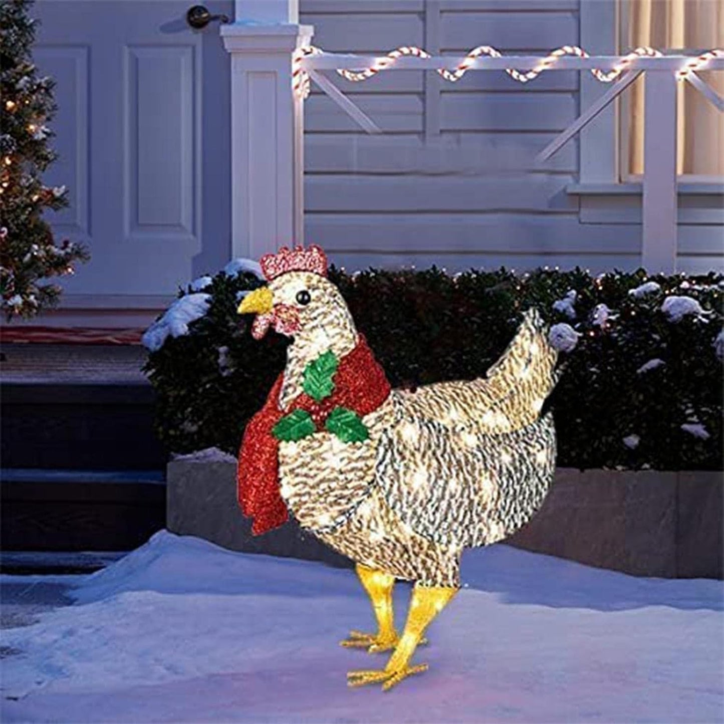 LED Chicken with Scarf – Winter Holiday Decor for Indoor and Outdoor Use