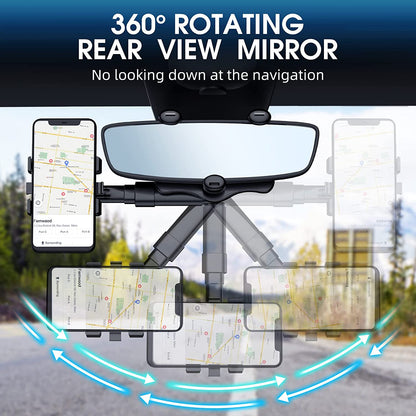 Adjustable Car Mirror Smartphone Mount | Fits Devices Up to 6.5 Inches | Conveniently Collapsible Design