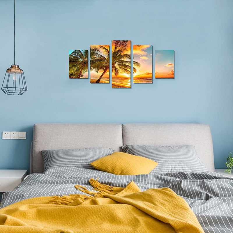 Stunning 5-Piece Beach Sunset Canvas Art Set