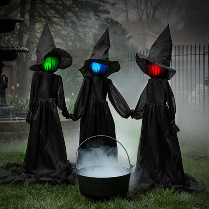 Set of 3 Glowing Halloween Witches – HexaGlow