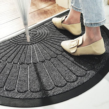 Indoor Outdoor Rubber Entryway Mat – Non-Slip Semi-Circle Design