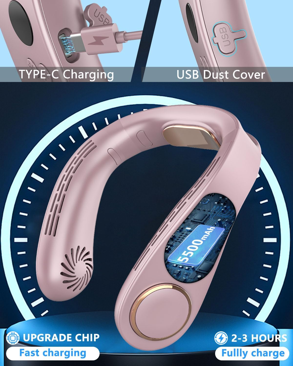 Bladeless Neck Fan with Cooling Plate and LED Display – Neck Cooler Pro