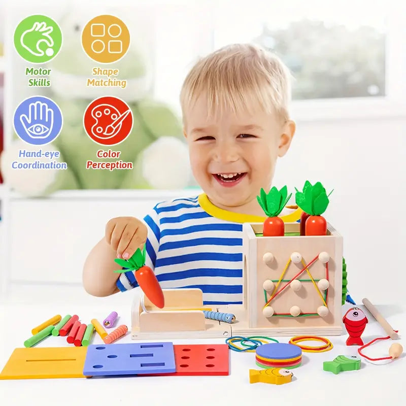 8-in-1 Wooden Montessori Play Box – Educational Toy for Infants
