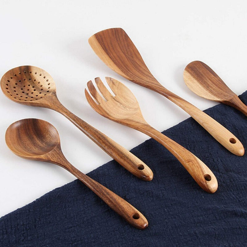 Kitchen Utensil Set Made of Teak Wood