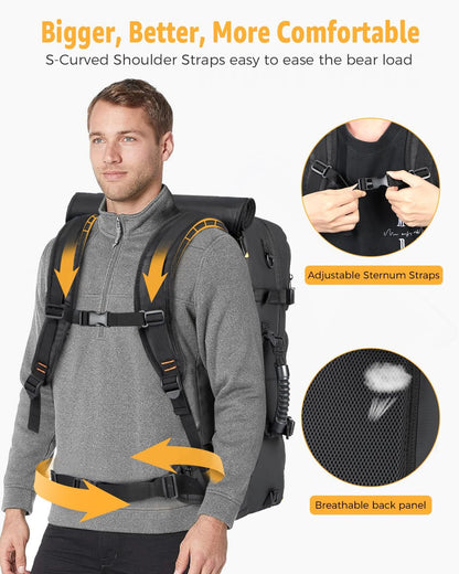 50L Versatile Travel Backpack with Shoe Compartment & USB Charger